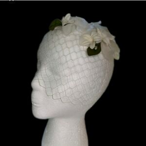 1930's Rare American Vintage Bridal Brusher, Floral  Bird Cage Hat
